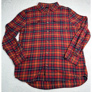 Vans Classic Fit Flannel Button Up Mens XL Red Multicolor Plaid Long Sleeve